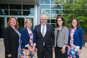 Gathered on the Penn College campus to commemorate the partnership among the college, STEM Premier and UGI Utilities Inc. are, from left, Shelley L. Moore, director of career services; Carolyn R. Strickland, vice president for enrollment management/associate provost; John Welch, STEM Premier co-founder; Ann Blaskiewicz, community relations manager north for UGI Utilities Inc.; and Ashley R. Murphy, director of admissions.