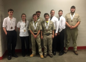 Penn College students who medaled at the National Leadership and Skills Conference are, from left, Weston L. Laity, Blandon; Erin M. Beaver, Winfield; Aaron F. White, Westover; Anthony J. DiBucci, Glenshaw; Joseph L. Brubaker, Port Trevorton; Slavik Y. Borisov, of Lewisburg; Matthew R. Bean, of McElhattan; and Philip A. Kneller, New Albany. (Photo provided)