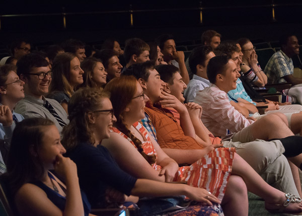Summer campers enjoy a night of theater in the Klump Academic Center Auditorium.