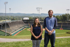 Penn College students Olivia J. Hawbecker, of Chambersburg, and Austin L. Fulton, of Montoursville, are serving internships at Little League International Headquarters, working behind the scenes on a variety of tasks related to the upcoming Little League Baseball World Series, which begins Aug. 17.