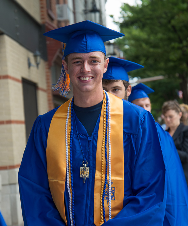 Andrew K. Kriebel, of Harleysville, a Phi Theta Kappa member who graduated in heavy construction equipment technology: operator emphasis, exudes satisfaction.