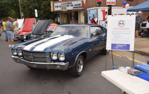 A 1970 Chevrolet Chevelle Super Sport, an award-winning restoration project completed by Penn College students, is showcased at the Susquehanna Valley Corvette Club’s "Corvettes on Main Street" event in Muncy in 2016.