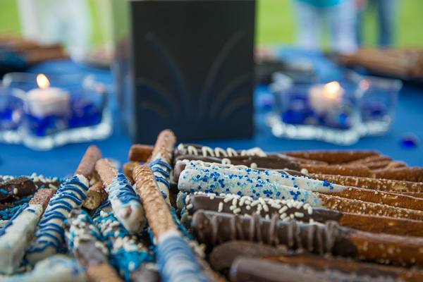 Pretzel sticks and candles add sparkle and glow to the evening's festivities.