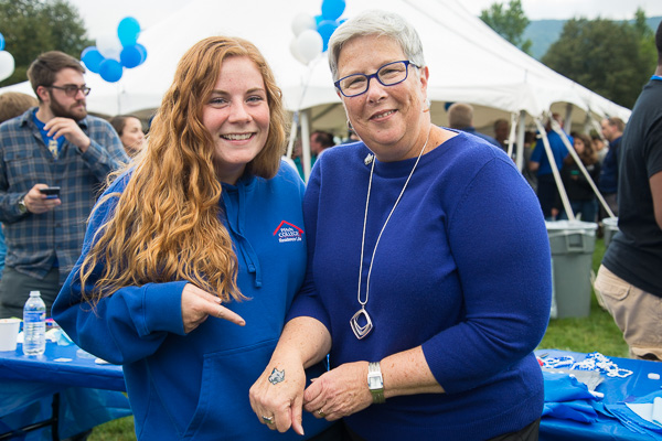 Genevieve M. Kelly was honored to place a Wildcat tattoo on the hand of the college president.