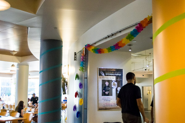Colorful decorations transform the Capitol Eatery.