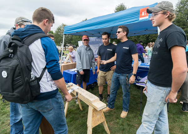 It's hardly surprising that the Penn College Construction Association would include a hands-on activity at its tent.