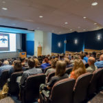 Projected images enhance an informative lecture by Brower, held in the SASC conference room ...