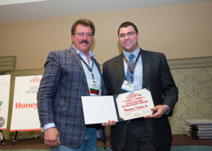 Penn College student Thomas E. Daros Jr., of North Salem, N.Y., celebrates a third OESP scholarship award with his father, Bob, owner of Heritage Fuel and Propane in Croton Falls, N.Y..