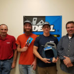 From left: Nick Smith, of Schaedler Yesco Distribution; electrical technology majors Tyler W. Lauver and Theodore C. Reynolds III; and James Knight, of IDEAL.