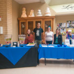 Staffing a table in the Hager Lifelong Education Center are (from left) Community Peer Educators Maepearl S. St. George, of Bellefonte, and Samuel J. Pham, of Camp Hill; and PC Alliance members Abigail K. Leise, of Williamsport; Julieta W. Hernandez, of Mechanicsburg; and Samantha R. Labate, of Williamsport.