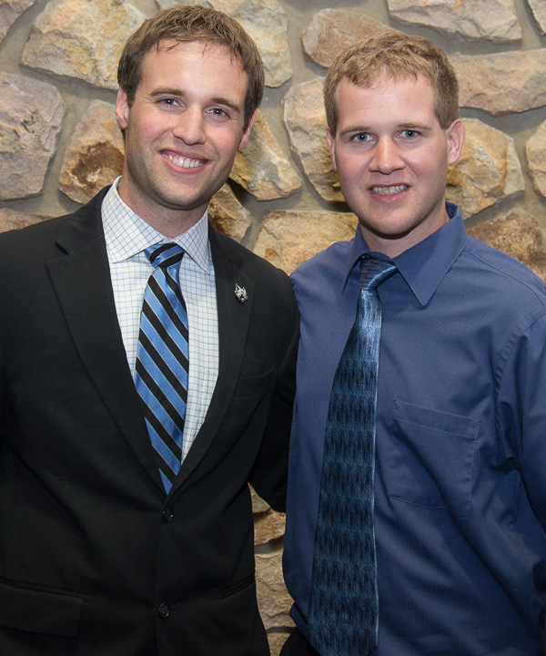 Among Bull’s team of supporters for the evening was his brother, Brent M., (right), ’11, automated manufacturing technology, and ’12, manufacturing engineering technology. 