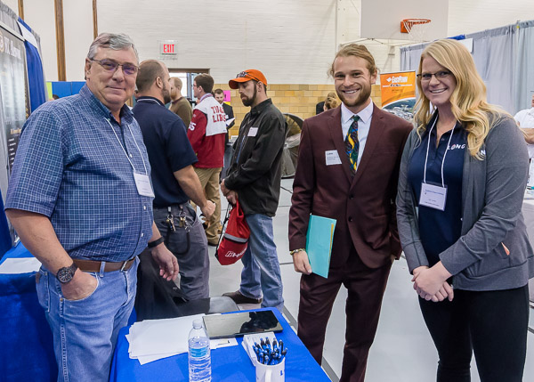 Lukas E. Jensen (center) who interned with Long Construction Technologies this past summer, reunites with company representatives Mike Sailor and Erin Turner. Jensen, of Etters, is enrolled in building automation technology: renewable energy technologies concentration.
