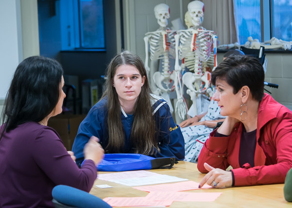 Anyone who thinks those skeletons are mere trick-or-treat window dressing couldn't be more misguided; they're year-'round learning tools for occupational therapy assistant majors and their Health Sciences classmates. 