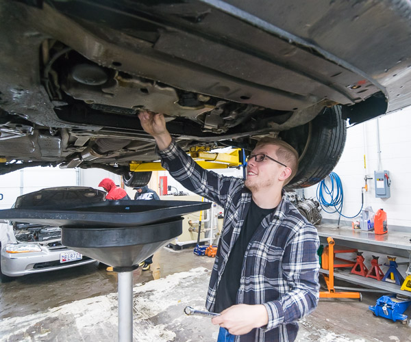 David A. Getty, an automotive technology management major from Pottstown, is among the scores of students proudly happy to share their passion with an Open House audience.