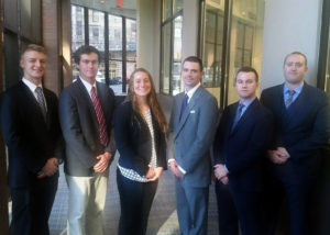 A team of Penn College construction management students placed first in its category at the recent ASC Student Competition in New York state. From left are Thomas D. Roberts, Pittsburgh; Andrew S. Welsh, Chadds Ford; Lauren S. Herr, Lititz; Carl A. Zimmerman, Hunlock Creek; Chekota J. Newhart, Troy; and Calen B. Heeter, Emlenton.