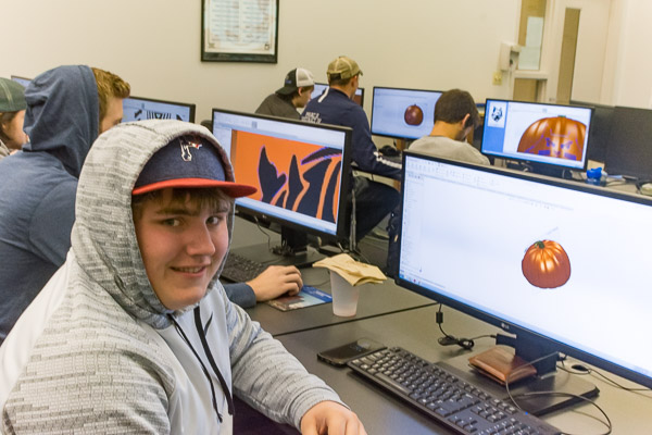 The challenge of the electronic canvas awaits David P. Noble, of Portage.