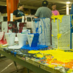 Paint cans + foam cups = a portable palette 