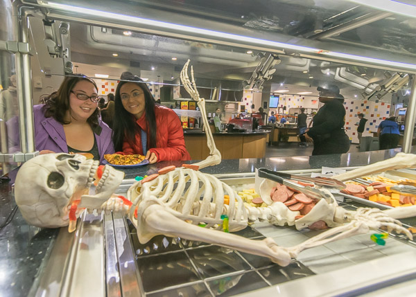 Students eye the evening's fare, billed as 