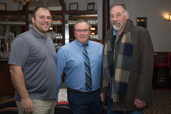 Prior to the ceremony, a number of Thorne’s former faculty members stopped by the Capitol Lounge – including Carl J. Bower Jr. (center) and Michael A. Dincher, assistant professors of horticulture – to extend their congratulations on his Mentorship Award.