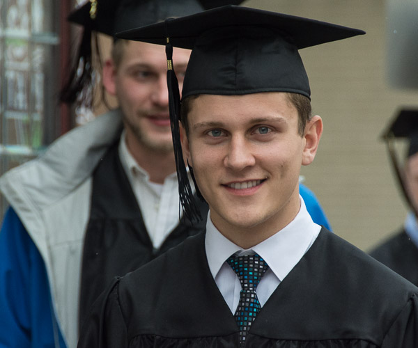 A confident glance carries the day for Nathaniel C. Puckett, of Venetia, claiming his four-year degree in construction management.