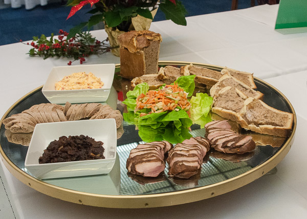 A “Sugar & Spice” cold platter by Jacob W. Parobek, of Seitzer, and Erik L. Perry Jr., of Waldorf, Md., takes third place in Advanced Garde Manger.