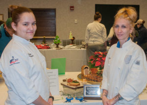 The Best of Show recipient in Penn College’s Fall Food Show was prepared by students Kelsie F. Thomas (left), of Darby, and Ashley R. Potrzebowski, of Williamsport, as part of their Advanced Garde Manger course. They were tasked with creating a cold platter and charcuterie board.