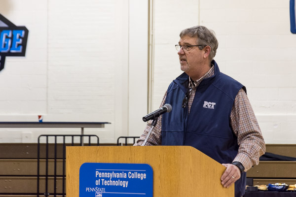 The event's traditional collaboration between Penn College and Lycoming College is noted by Paul L. Starkey, vice president for academic affairs and provost, who championed the combined campuses' efforts to 
