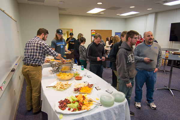 A pre-lecture event in the Athletics Office allows student-athletes and other invited guests to 