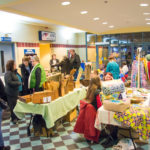 Shoppers survey wares in the Campus Center lobby.