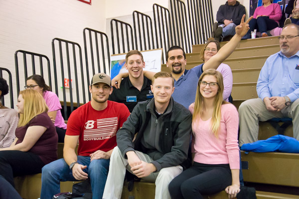 Student leaders and other faithful fans (including the parents of Wildcat guard Erin N. Shaffer) lend their support.