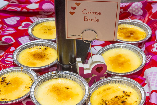 Crème brûlée adds golden deliciousness to the evening's fare.