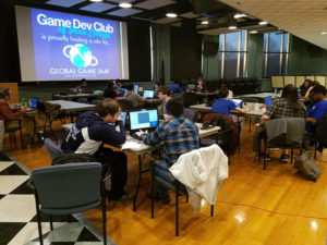 Members of the Game Development Club at Penn College rely on their creative juices during the recent Global Game Jam hosted on campus. The students spent 48 hours creating games. (Photo provided)