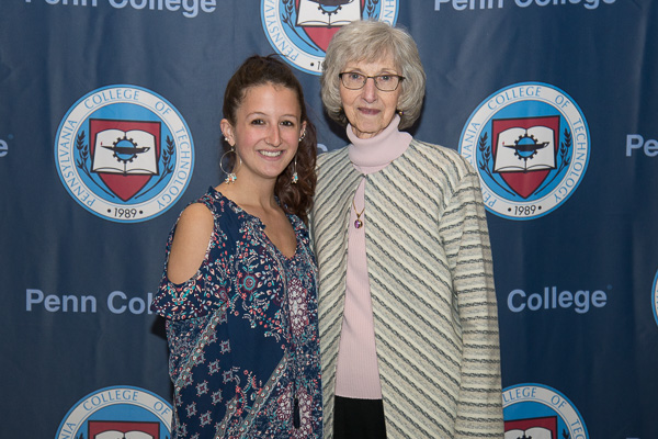 Cameron T. Powers, recipient of the Robert and Patricia Shoff Rambo Scholarship, enjoys a moment with her donor, Patricia Rambo, a retired professor and 1994 Master Teacher honoree.