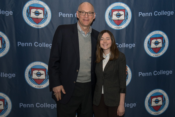 Brittany M. Weiskopff, recipient of the Citizens & Northern Bank Scholarship, pauses to pose with Brad Scovill, president and chief executive officer of C&N.