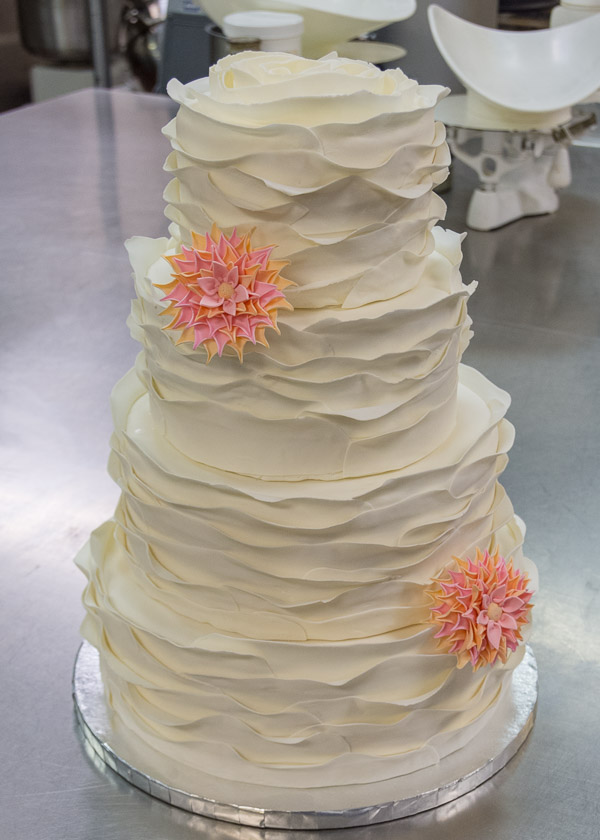 Paper-thin fondant strips add dimension to Sarah A. Waclo’s second-place cake.