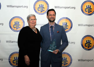 Penn College President Davie Jane Gilmour presented Alumnus of the Year honors to Christopher E. Keiser, a project manager in Larson Design Group's Civil/Site Department.