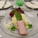 The St. Patrick's Day menu included a featured appetizer: grilled asparagus, wrapped with tavern ham, with grilled radicchio and pepper slaw.
