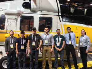 Attending an industry event in Las Vegas with faculty member William F. Stepp III (right) are aviation maintenance technology students (from left) Patrick M. Murray, of Hatfield; Dennis J. McNamara, of Stroudburg; Zachary D. Reese, of Littlestown; Korey T. Keyser, of Waldorf, Md.; John P. Pettit, of Newville; and Pham.