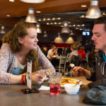 Enjoying the evening's fare are Natali J. Fargus, an accounting major from Lock Haven, and Matthew A. Jones, of Sellersville, an engineering design technology student.