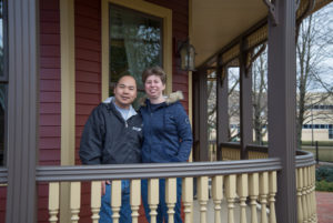 Alumni Sweethearts Chris Y. and Beth L. (Rozman) Cummings enjoy a Victorian House stay during their return to campus.