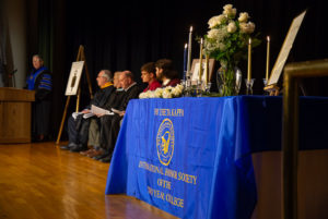 President Davie Jane Gilmour, who attended the day's ceremonies for both two- and four-year honor societies, noted that the progression parallels the growth of the institution itself. 