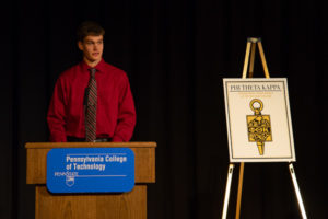 Chapter Vice President Adam C. Gehrke, inducted in 2016, offers remarks ...