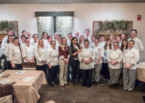A group of Penn College students (shown here, including alternates) have been hired by Levy Restaurants to help prepare food for VIP venues at Churchill Downs during the 144th running of the Kentucky Derby on May 5. They will be accompanied by Chef Charles R. Niedermyer (back right), instructor of baking and pastry arts/culinary arts.
