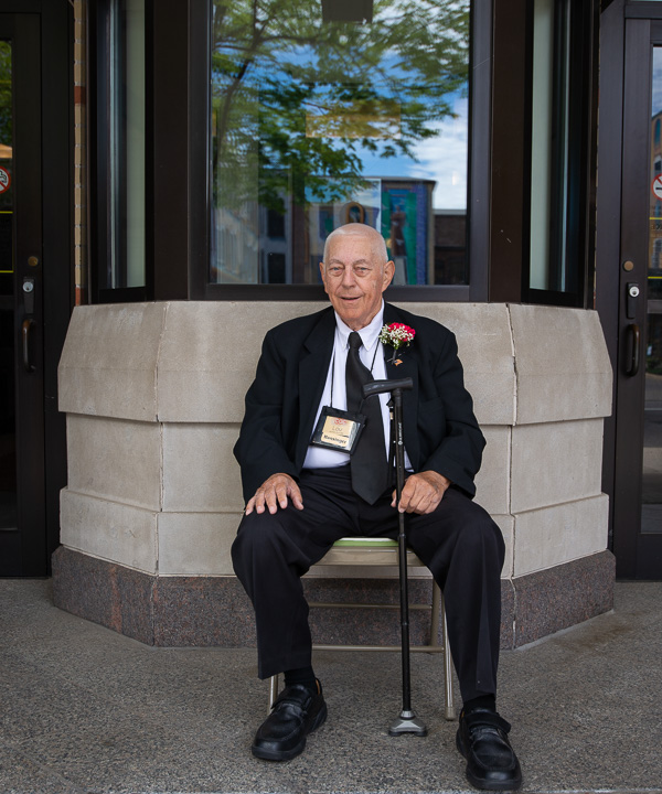 Longtime CAC volunteer Lou Hunsinger was on duty at all three ceremonies. The military veteran, a 1959 graduate in business management, was among the earliest members of what would become the institution's student government and alumni associations.