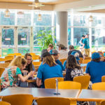 A stream of sunlight, Pennsylvania's closest thing to beach-like conditions in May, warms the Dauphin Hall dining unit.