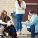Exercising hands-on artistry at the tie-dye station are (from left) Amber L. Way, of Port Matilda, pre-occupational therapy; Shannon R. Shelly, of Schnecksville, nursing; and Holly J. Wilson, of Lock Haven, business administration: marketing concentration.