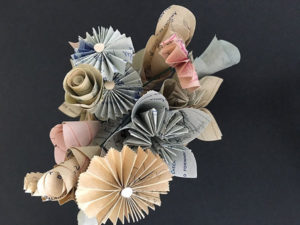 Brooke Dorman’s “Victory Garden,” a bouquet of paper flowers representing a page from the artist’s family history, was the favorite entry from students in kindergarten through sixth grade. She is student at Carl G. Renn Elementary School, Lairdsville.