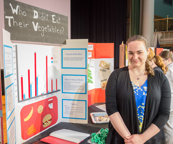 Eliza B. Cook, of Towanda, presents her research into the eating habits of students in the Towanda Area School District. She gathered data on whether students were eating the healthy lunch options they were being offered and suggested tactics to increase students’ healthy choices.