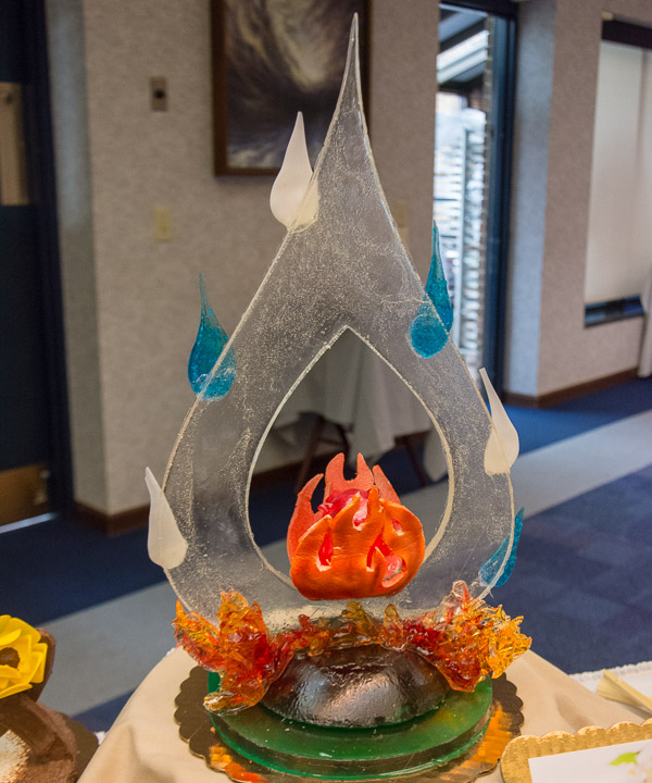 Fire and ice combine for an eye-catching sugar sculpture by Amber Kreitzer, of Port Trevorton.