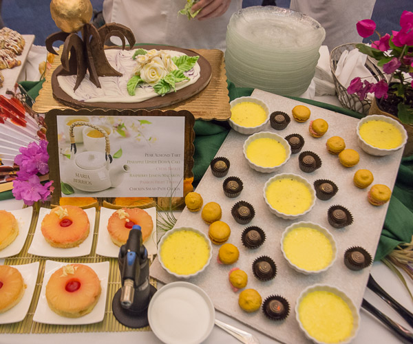 A tasty selection by Maria E. Berrios, of Bethlehem, includes pineapple upside down cakes, crème brûlée (waiting to be “brûléed”-to-order), raspberry-lemon macarons and passion fruit truffles.